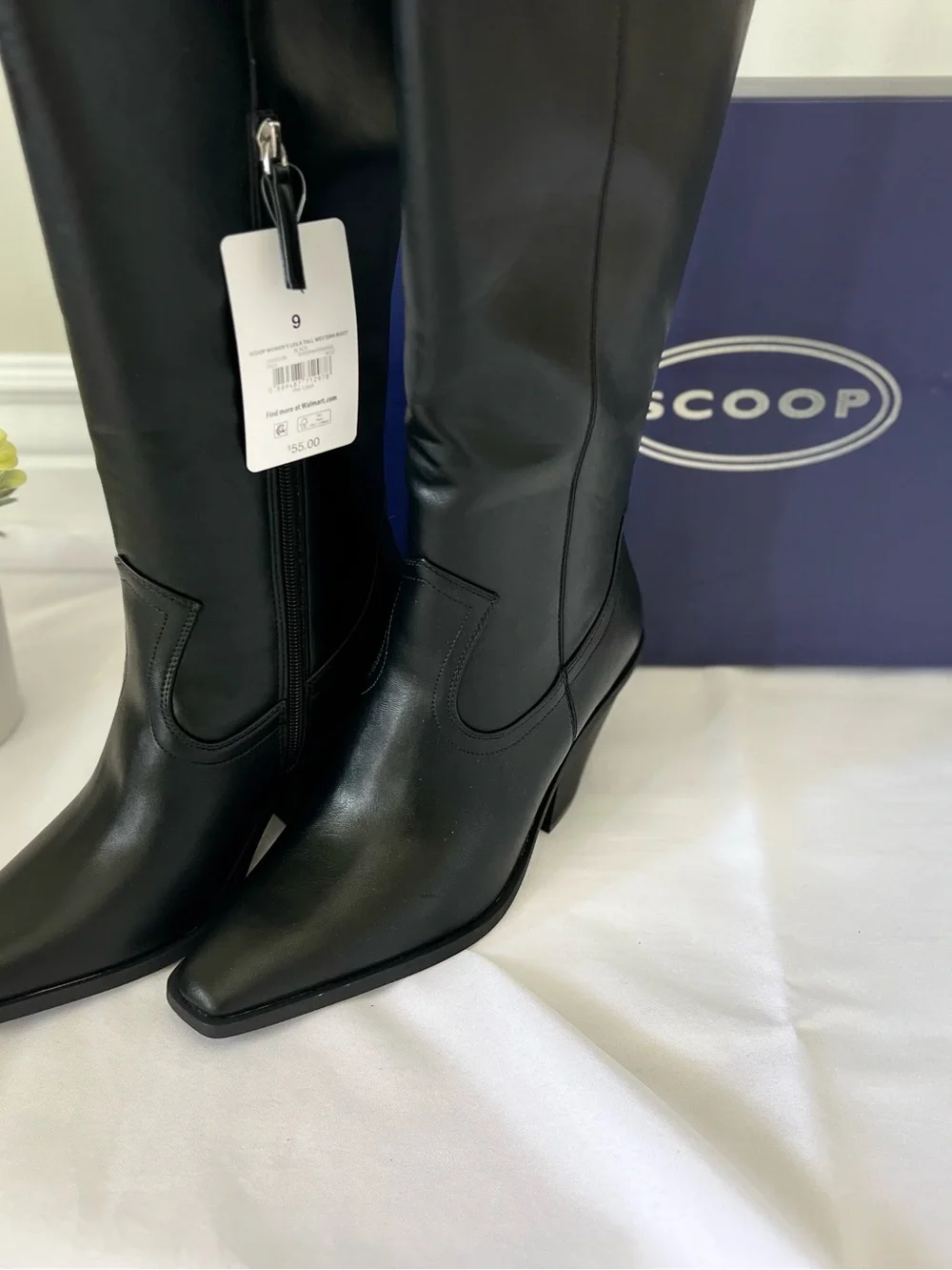 Scoop Leila Tall Western Cowboy Boots Black Size 9 NWT
